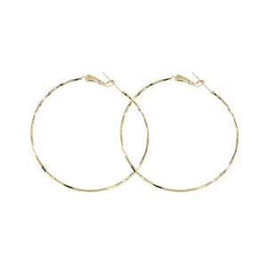 Large gold hoop earrings with hammered texture finish for a minimalist stylish look