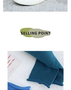 Detail of high-elastic rib knit and rolled cuffs in deep teal and bright blue