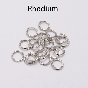 Top view of shiny rhodium plated jump rings for jewelry making and DIY crafts