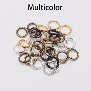 Detailed macro view of multicolor metal open jump rings for DIY jewelry craft making