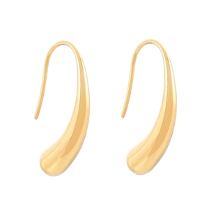 Minimalist gold-tone irregular teardrop earrings in polished stainless steel