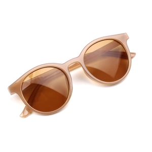 Retro round amber kids sunglasses with brown lenses and UV protection stylish design
