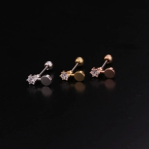 Three-piece stainless steel cartilage earrings in silver, gold, and rose gold finishes