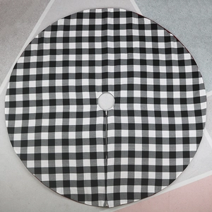 Jupe de sapin de Noël ronde classique avec motif à carreaux buffalo noir et blanc