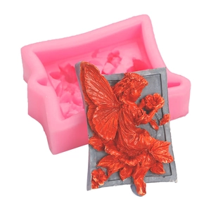 Stampo in silicone angelo con ali e fiori per sapone fatto a mano e torte fondant