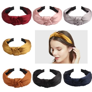 Knotted Headband Satin Satin Texture Wide Brim Non Slip Hair Band Accessories Vintage Style For Women