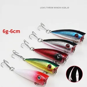 Popper Fishing Lure ABS Hard Bait Topwater Floating Bionic Crankbait With Sharp Treble Hooks For Bass Pike Freshwater