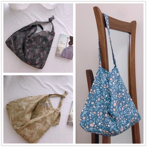 Floral cotton tote bags in three colors with a minimalist vintage forest aesthetic