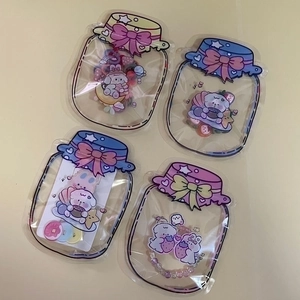 Jar-shaped cartoon storage bags for hair accessories and candy with clear window