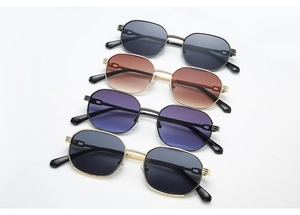Multiple color options of retro square metal sunglasses with gradient lenses