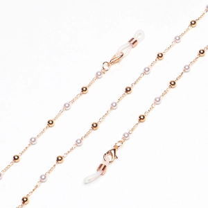Elegant Gold Glasses Chain Metal Alloy Faux Artificial Pearl Beads Non-Slip Eyeglass Strap Holder Fashion Decorative Necklace For Women