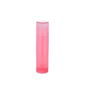 Empty pink transparent 5g lipstick tube with rotating base and cap for DIY cosmetics