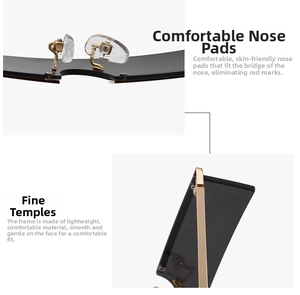 Detail of sunglasses featuring gold metal temples and soft silicone nose pads for comfort