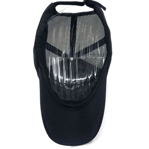 Classic black trucker hat with breathable mesh back and curved brim for outdoor sun protection