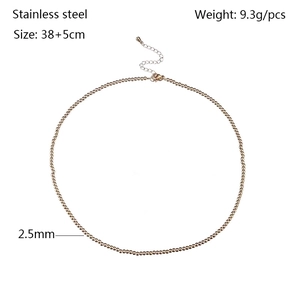 Detail of rose gold stainless steel ball necklace with lobster clasp and chain extender