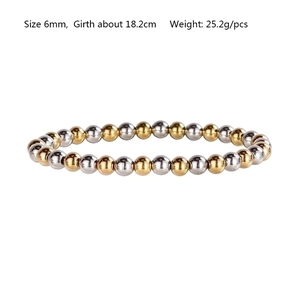 Detail of 6mm mixed gold and silver beads bracelet with 18.2cm circumference specs