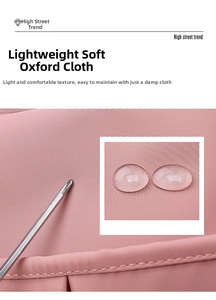 Detailed view of pink Oxford fabric showing scratch-resistant and waterproof texture