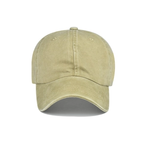 Detail of vintage washed cotton ponytail baseball cap in olive green showing texture
