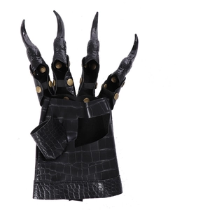 Halloween monster dragon claw gloves with metallic gold rivets for cosplay outfits