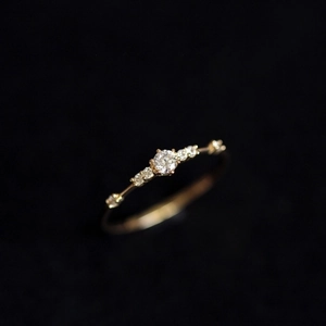 Dainty 925 Sterling Silver Ring 14K Gold Plated Zircon Inlaid Minimalist Elegant Jewelry For Women