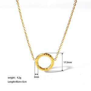 Detail showing dimensions of vintage gold plated titanium steel ring pendant necklace
