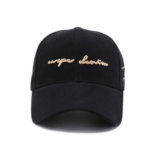 Classic black cotton baseball cap with Carpe Diem embroidery in a minimalist outdoor style