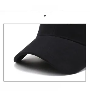 Detailed close-up of a black cotton baseball cap showing gold embroidery and brim quality