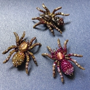 Vintage Spider Brooch Alloy Rhinestone Cat Eye Stone Inset Insect Suit Pin Corsage Accessory For Women Men
