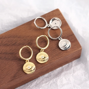 S925 sterling silver evil eye totem hoop earrings for women in gold and silver finish