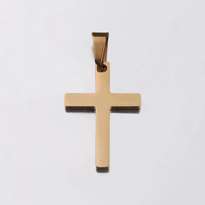 Pendentif croix en acier inoxydable poli miroir en tons or et or rose