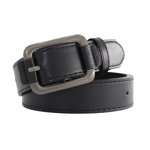 Ceinture classique en cuir noir avec boucle ardillon carrée pour les styles décontractés