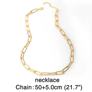 Minimalist gold paperclip chain necklace for hip hop style with 50cm adjustable link
