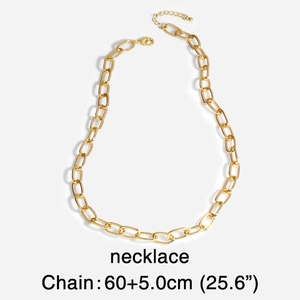 Collana a catena grossa dorata minimalista con chiusura a moschettone e maglia regolabile