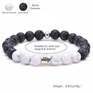 Zodiac Scorpio beaded bracelet set with natural howlite and black lava stone beads