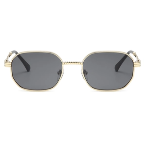 Vintage gold metal geometric hexagonal sunglasses with gradient lenses for men and women