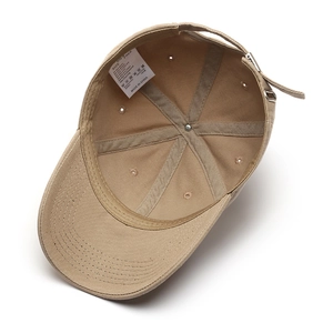 Classic khaki washed cotton baseball cap with six-panel structure and reinforced seams