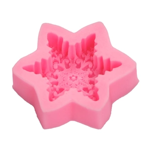 Pink snowflake silicone mold with detailed textures for DIY soap and chocolate making