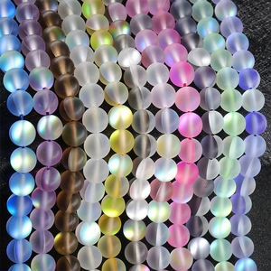 Frosted sparkling crystal glass round beads in assorted colors for DIY jewelry making