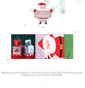 Detail of Christmas gift boxes with Santa and Snowman patterns and heart-shaped closure