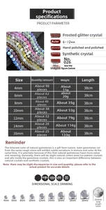 Size chart showing diameter comparisons for frosted crystal beads from 4mm to 12mm