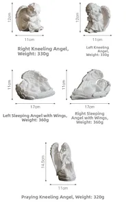 Tableau des tailles avec dimensions et poids pour divers anges en résine
