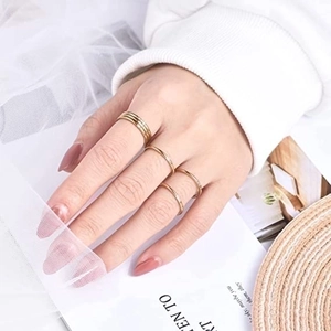 Minimalist 18K gold plated stackable titanium steel rings with zircon for women