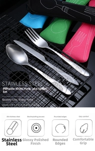 Detailed engraving on 304 stainless steel cutlery set with floral pattern handles