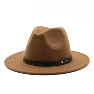 Woolen Felt Fedora Hat With Belt Buckle Wide Brim Jazz Cap Elegant Church Hat For Men Women Autumn Winter Fashion Accessory