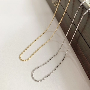 Minimalist 18K gold and silver plated titanium steel rice bead necklaces for women