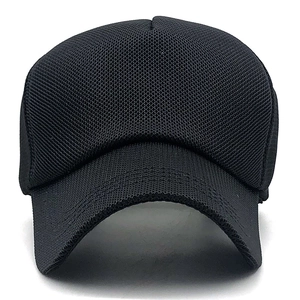 Detailed view of breathable black mesh paneling on a lightweight outdoor baseball cap