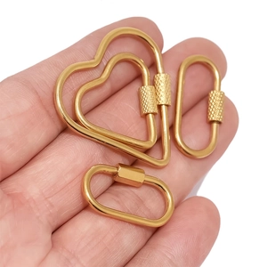 Golden heart and oval stainless steel carabiner clasps for DIY jewelry making