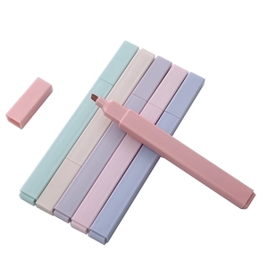 Set of 6 Morandi colored highlighters with square barrels and chisel tips for journaling
