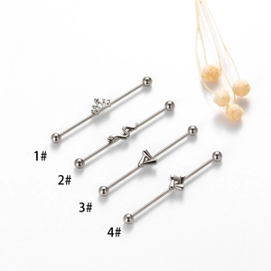 1.2mm stainless steel industrial barbell earrings with crown and snake designs