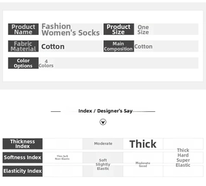 Detailed size and material specification chart for high quality cotton rocket space socks